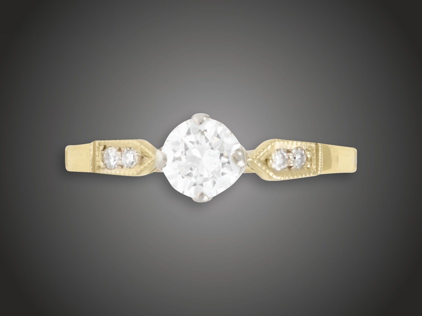 Gyűrű, 750 au, 5 bril. cca. 0,72 ct, 2,3 g