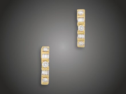 Fülbevaló, 585 au, 18 bril. cca. 0,90 ct, 6,6 g 