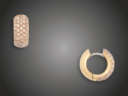 Fülbevaló, 750 au, 96 bril. cca. 0,50 ct, 6,4 g 