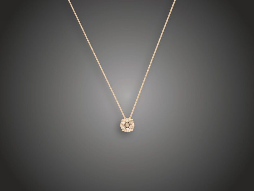Lánc, függő, 750 au, 7 bril. cca. 0,90 ct, 5,6 g 