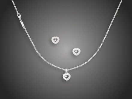 Lánc, függő, fülbevaló, Chopard, 750 au, 3 bril. cca. 0,15 ct, 20,3 g