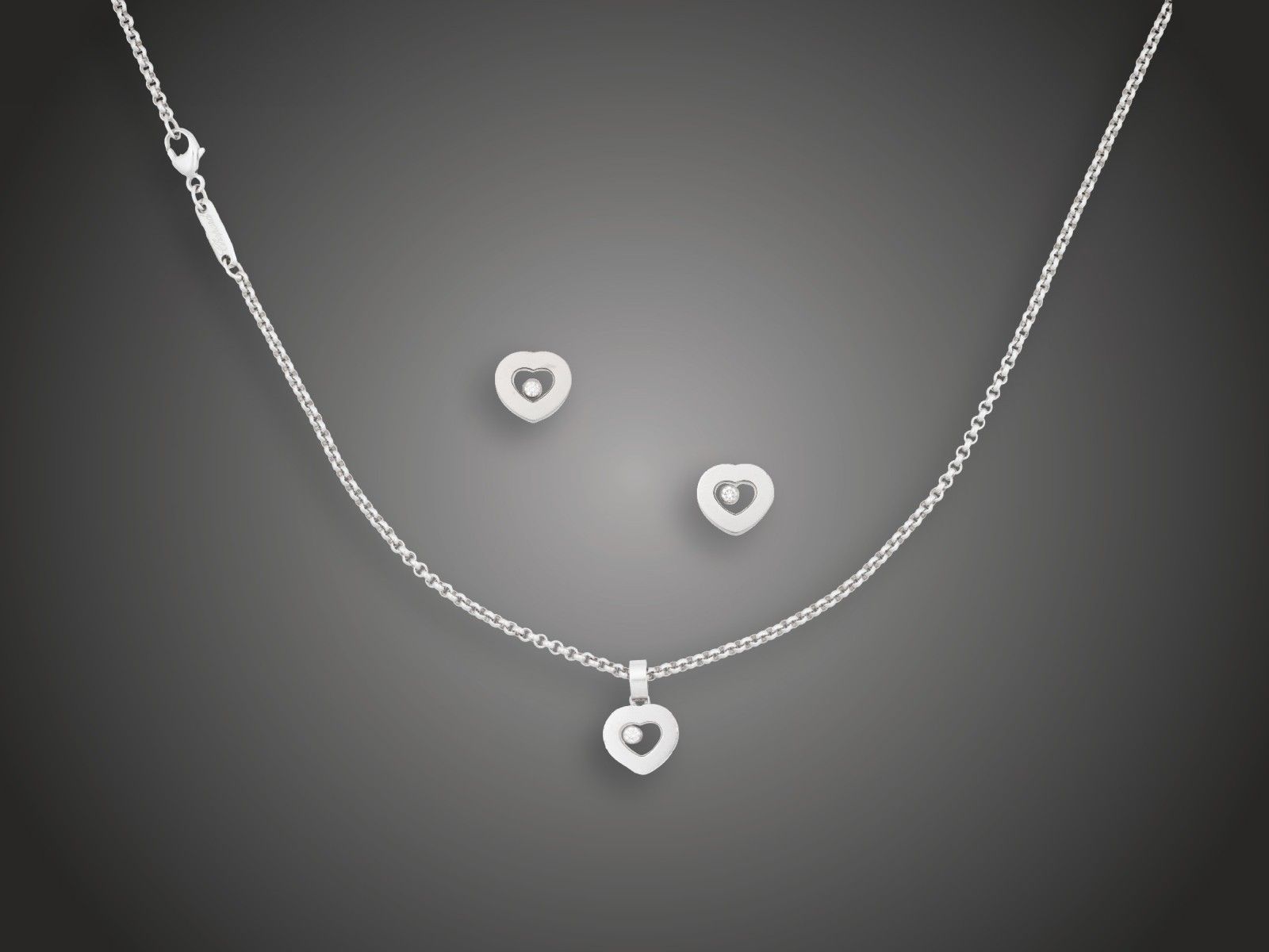 Lánc, függő, fülbevaló, Chopard, 750 au, 3 bril. cca. 0,15 ct, 20,3 g