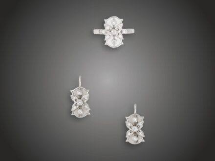 Garnitúra, 2 db, 585 au, 25 bril. cca. 0,80 ct, 7,0 g