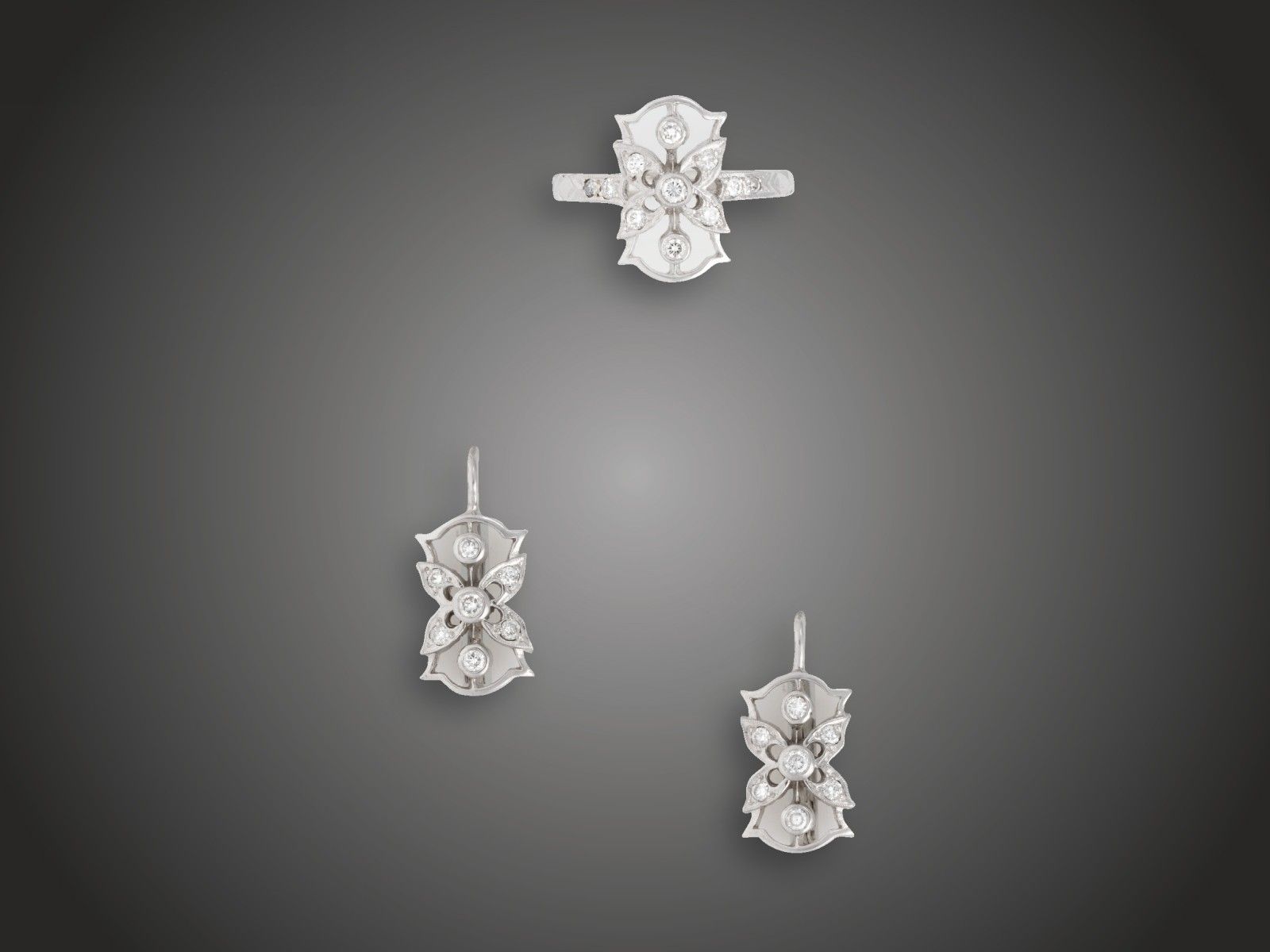 Garnitúra, 2 db, 585 au, 25 bril. cca. 0,80 ct, 7,0 g