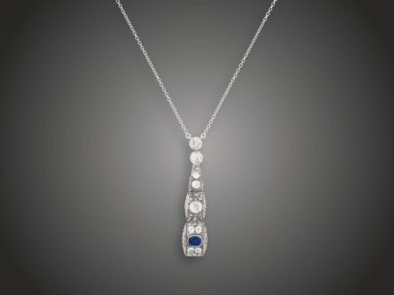 Nyakék, 585 au, 9 bril. cca. 2,0 ct, 9 gyém. cca. 0,10 ct, 6,1 g