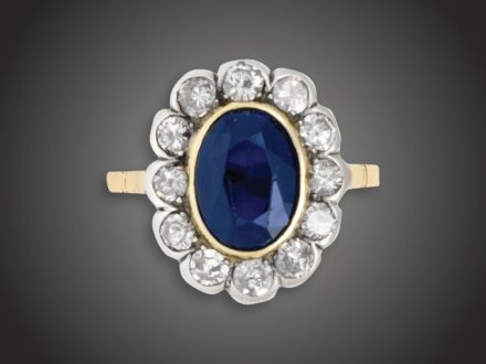 Gyűrű, 580 au, 12 bril. cca. 1,20 ct, 4,2 g