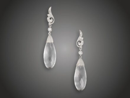 Garnitúra, 2 db, 585 au, 3 hegyikristály, 43 bril. cca. 1,0 ct, 35,5 g