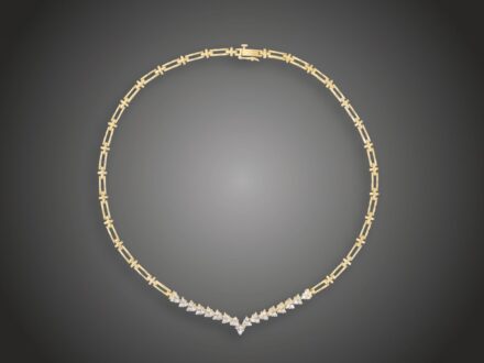 Nyakék, 585 au, 51 bril. cca. 1,50 ct, 23,8 g 