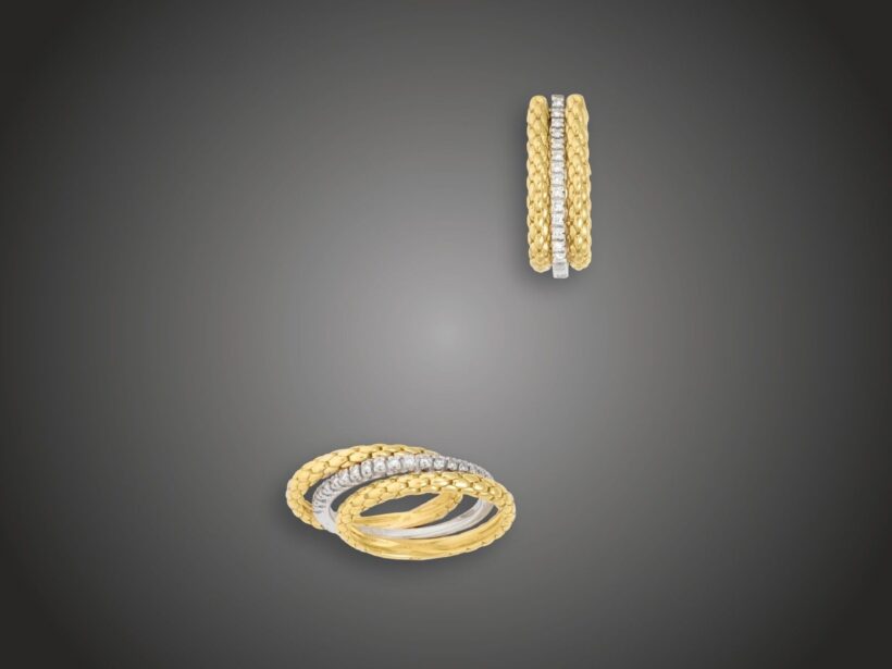 Ékszer, 2 db, Fope, 750 au, 33 bril. cca. 0,25 ct, 15,7 g 