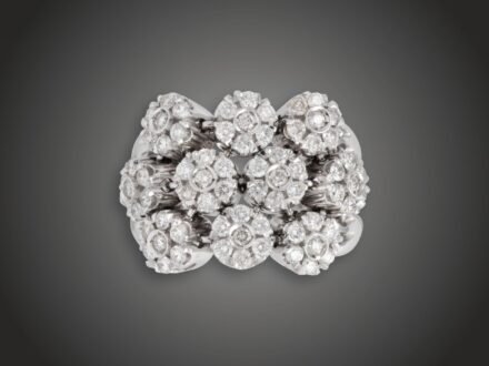 Gyűrű, 750 au, 80 bril. cca. 1,50 ct, 12,8 g 