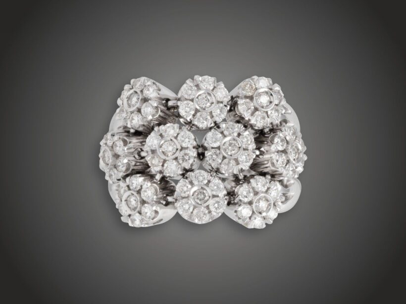 Gyűrű, 750 au, 80 bril. cca. 1,50 ct, 12,8 g 