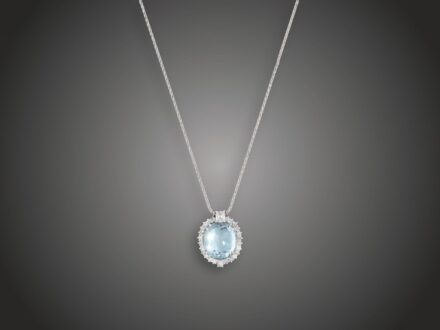 Nyakék, 750 au, 1 akvamarin, 26 bril. cca. 1,0 ct, 11,5 g 