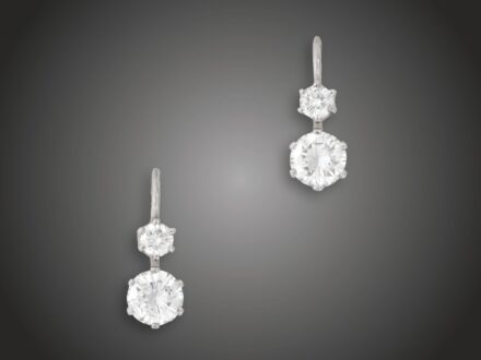 Fülbevaló, 585 au, 4 bril. cca. 1,85 ct, 2,6 g 