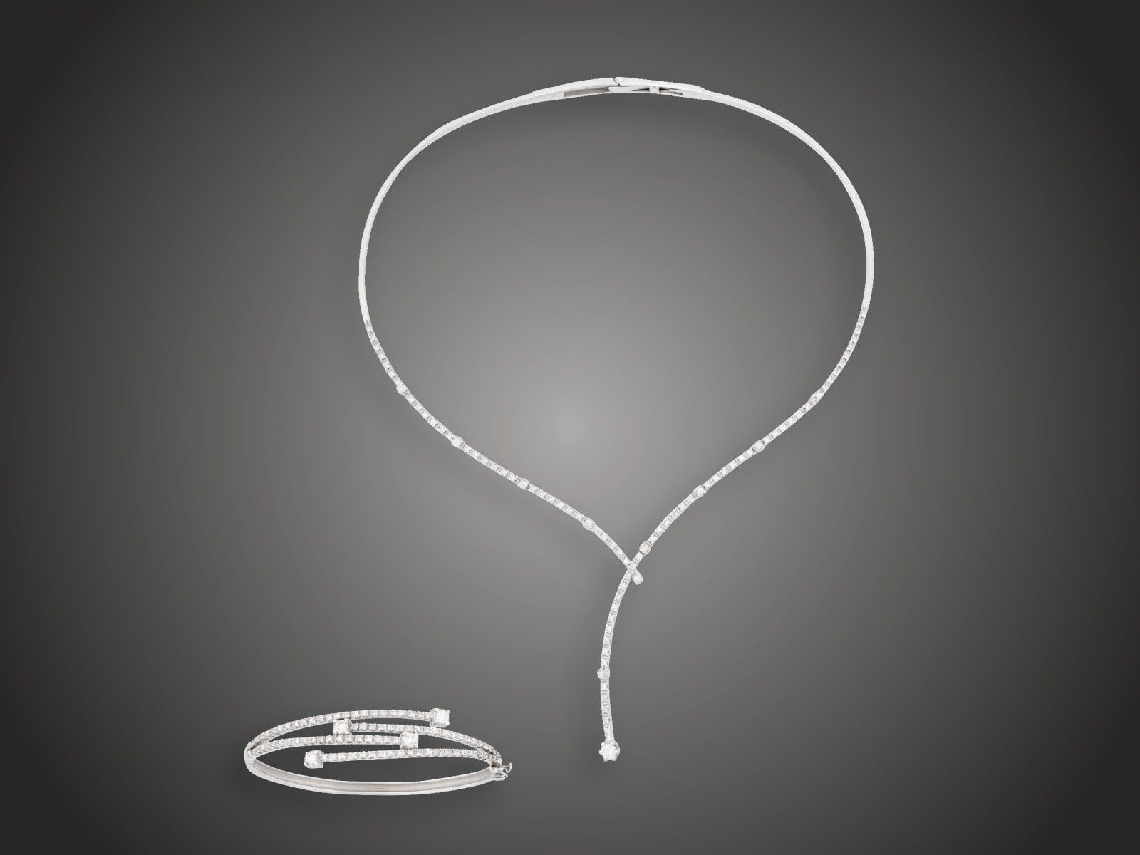 Ékszer, 2 db, 750 au, 172 bril. cca. 2,85 ct, 41,3 g