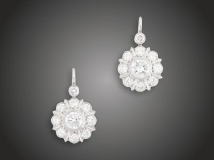 Fülbevaló, 585 au, 20 bril. 2,69 ct, 5,0 g 