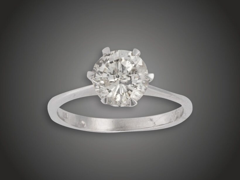 Gyűrű, 585 au, 1 bril. 1,60 ct, 2,7 g 