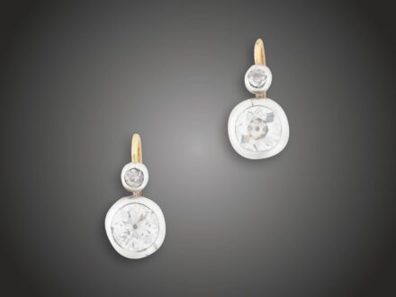 Fülbevaló, 585 au, 4 bril. cca. 2,90 ct, 3,5 g 