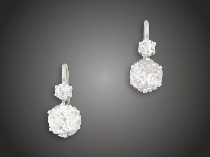 Fülbevaló, 585 au, 4 bril. 2,90 ct, 3,0 g 
