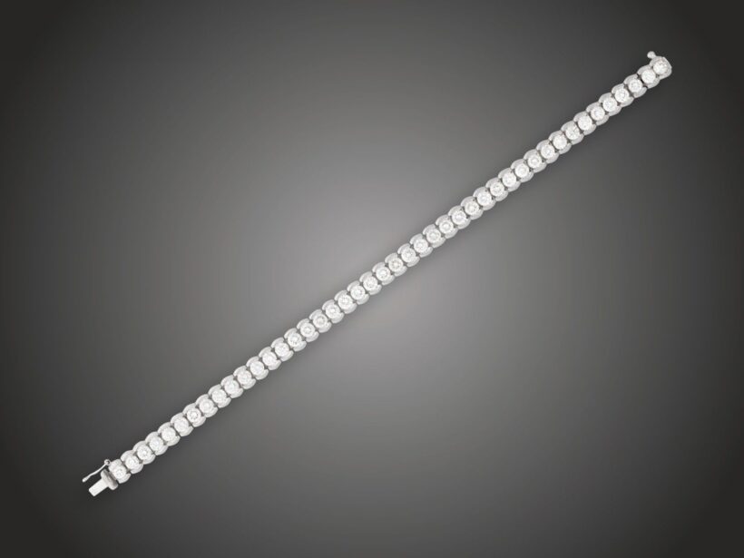 Karkötő, 750 au, 44 bril. cca. 8,80 ct, 33,4 g 