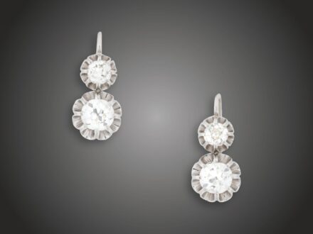 Fülbevaló, 585 au, 4 bril. cca. 2,85 ct, 4,1 g 