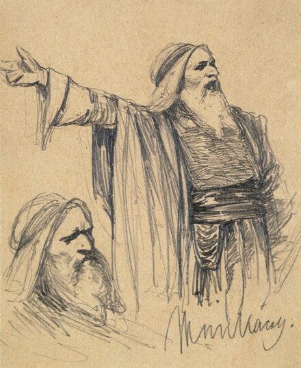 Munkácsy Mihály (1844-1900) Kajafás vázlata a Krisztus Pilátus előtt című képhez