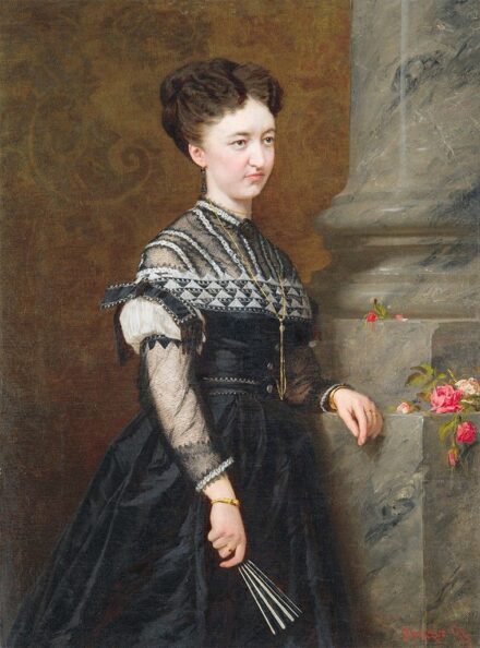 Benczúr Gyula (1844-1920) Női képmás vörös rózsával (Benczúr Etelka képmása), 1873