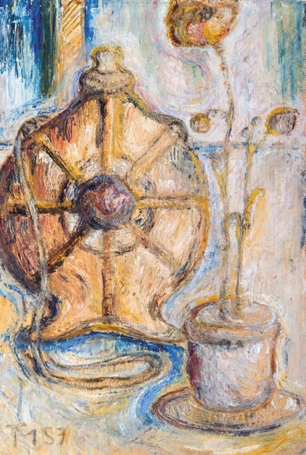 Tóth Menyhért (1904-1980)  Virágcsendélet kulaccsal, 1957