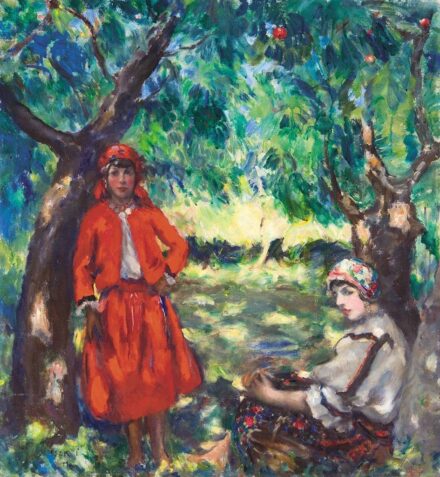 Csók István (1865-1961) A gyümölcsösben, 1904 után (Pihenő sokác lányok)