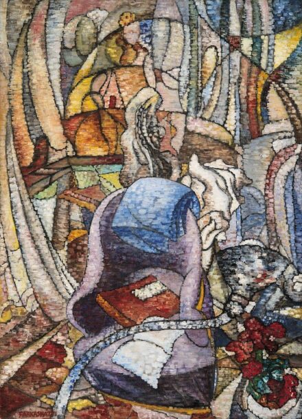 Farkasházy Miklós (1895-1964) Enteriőr lila fotellal