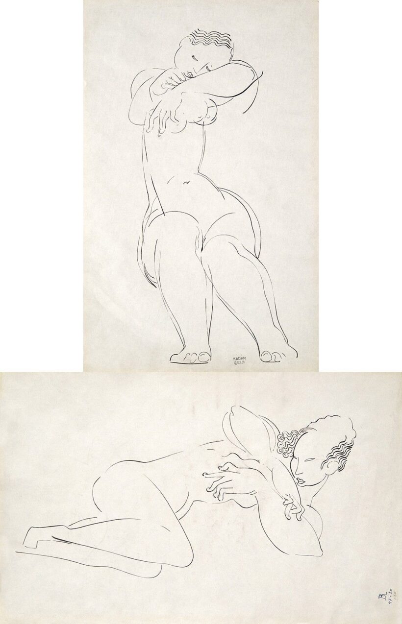 Kádár Béla (1877-1956) Erosz, 1932 körül, Hátoldalon: Fekvő akt