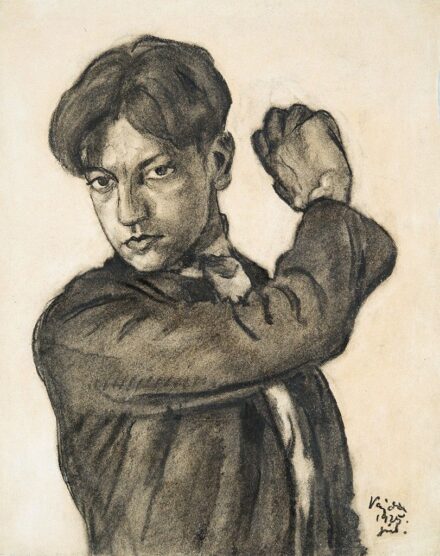 Vajda Lajos (1908-1941) Önarckép felemelt karral, 1925