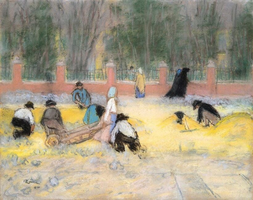 Rippl-Rónai József (1861-1927) Kövezik a kaposi Fő utcát I., 1904