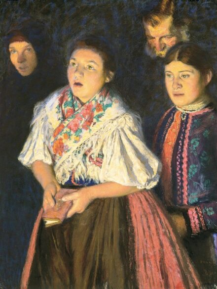 Poll Hugó (1867-1931) Részlet a Hazatérés a búcsúból című képhez