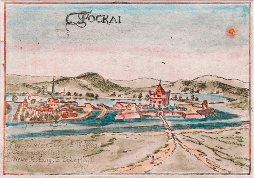 Német metsző: Tokaj látképe, 1664