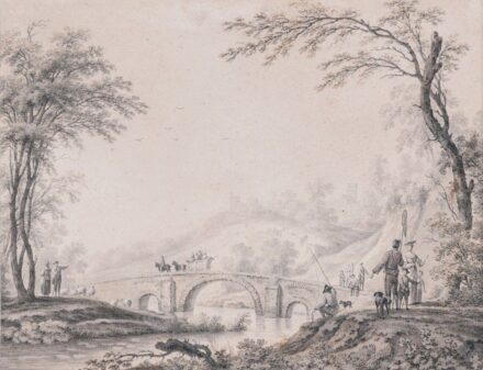 Müntz, Johann Heinrich (1727-1798): Folyóparti táj alakokkal, 1769