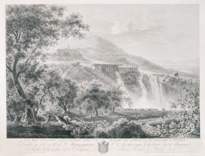 Gmelin, Wilhelm Friedrich (1760-1820): Tivoli látképe a kis vízesésekkel, 1792
