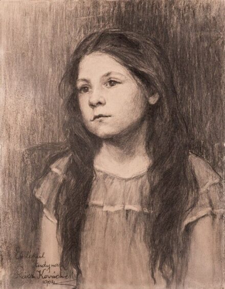 Rácz-Kovách Margit (1870-?): Kislány portré, 1904
