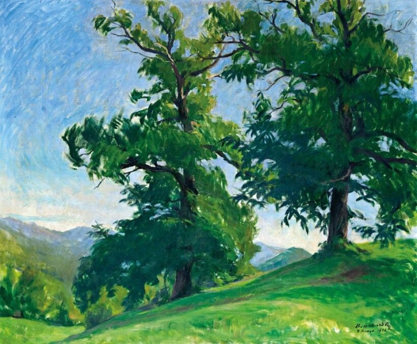 Benkhardt Ágost (1882-1961): Domboldal fákkal, 1942