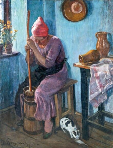 Pogány Gyula (1884-1925): Vajköpülés