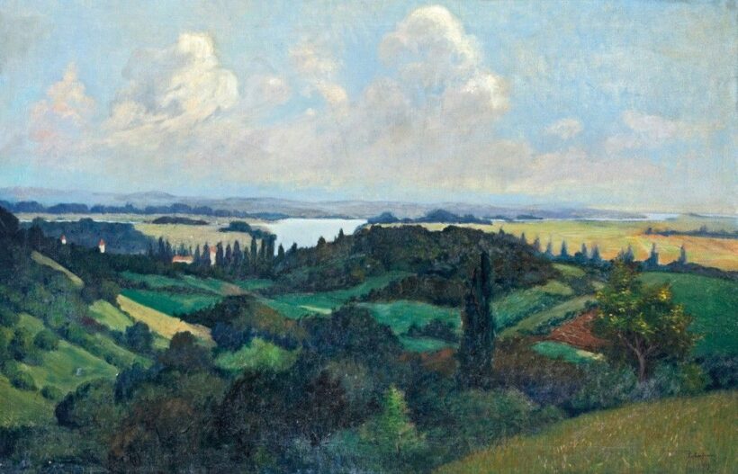 Loba Ferenc jelzéssel: Dunai táj Budapestnél, 1919