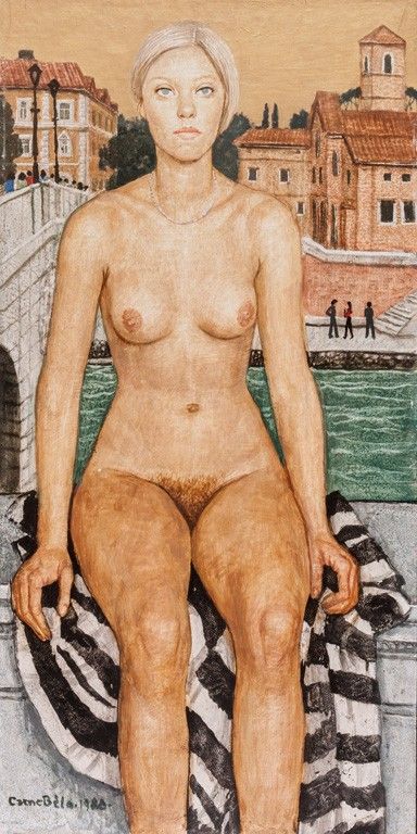 Czene Béla (1880 körül-1944 körül): Akt kőkorláton, 1980