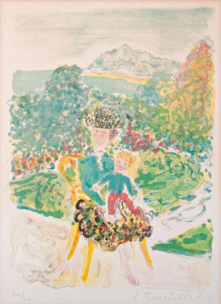 Terechkovitch, Constantin Andréevich (1902-1978): Anya gyermekével tájban