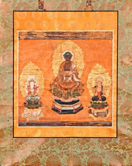Tekercskép-Buddha és két segítő szent