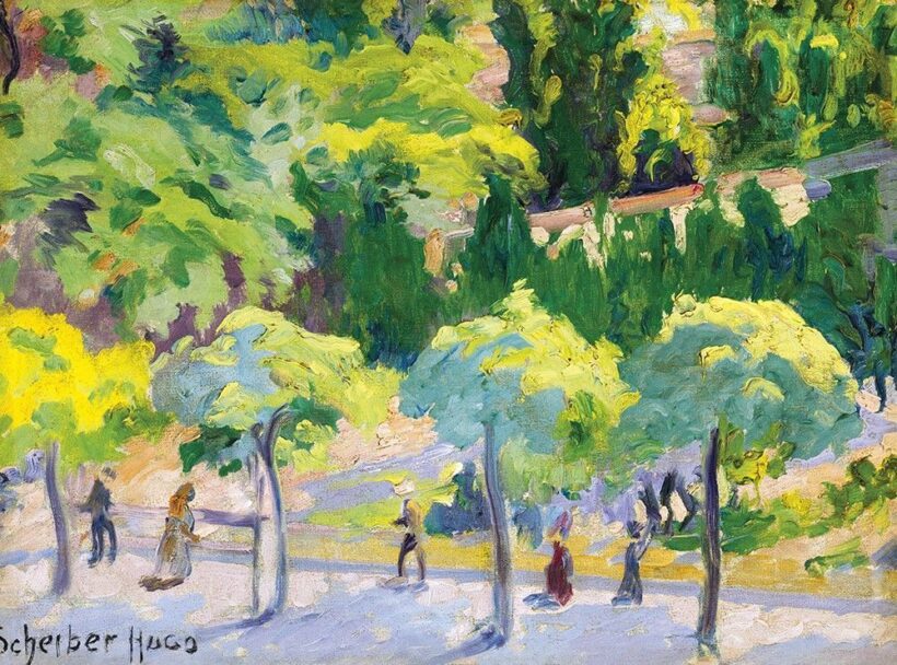 Scheiber Hugó:Napsütötte parkban, 1910-es évek második fele