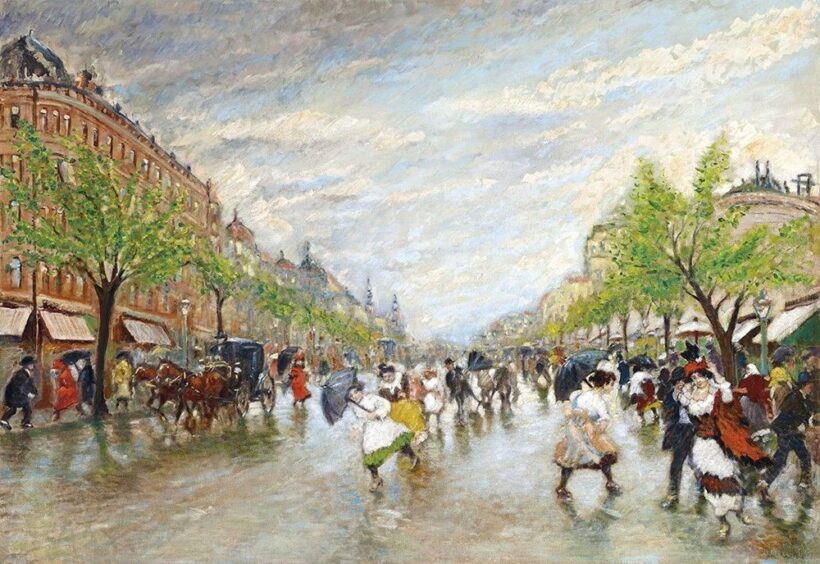 Berkes Antal:Boulevard tavaszi zápor után, 1915
