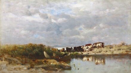 Mészöly Géza:Balatonpart halászcsónakkal, 1887