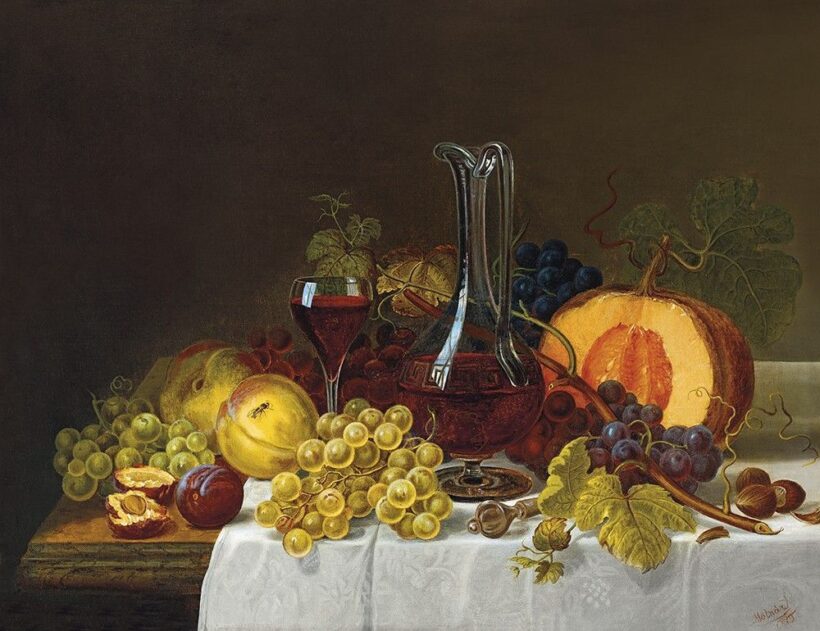 Molnár József:Csendélet vörösborral, 1875