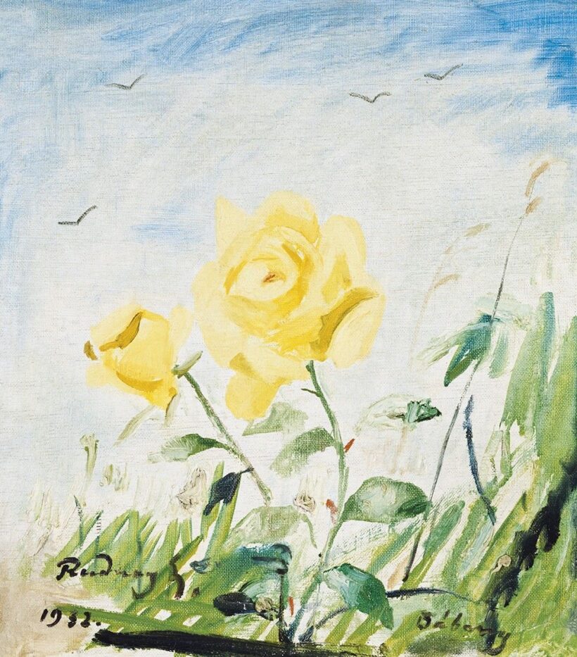 Rudnay Gyula:Különleges nézőpont (Kék égre pillantva, sárga rózsa), 1932