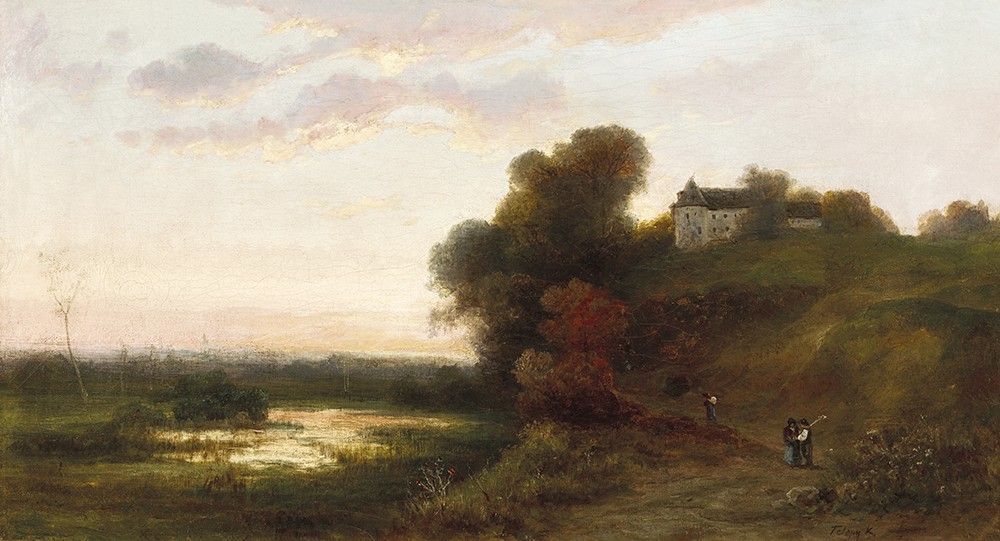 Telepy Károly:Folyóparti táj kastéllyal