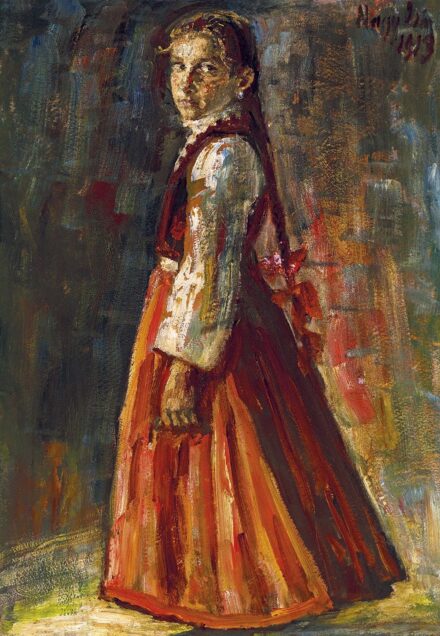 Nagy István:Fiatal lány vörös szoknyában (Tekintet), 1913